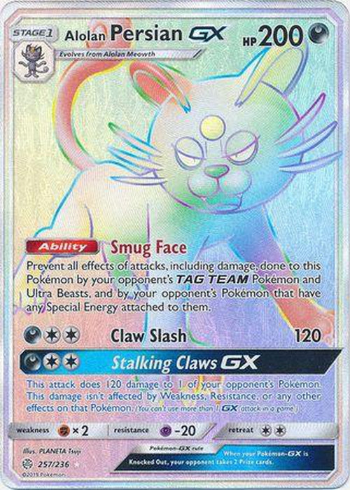 Alolan Persian GX - 257/236 - Hyper Rare - Cosmic Eclipse-Cherry Collectables