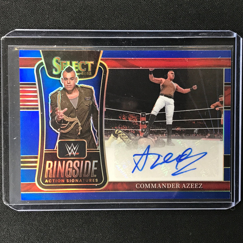 2022 Select Commander Azeez Ringside Action Signatures Auto Blue 26/49