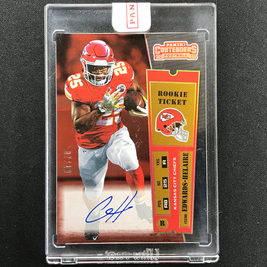 2020 Contenders Clyde Edwards-helaire 2000 Retro Rookie Ticket Auto Gold 7/10