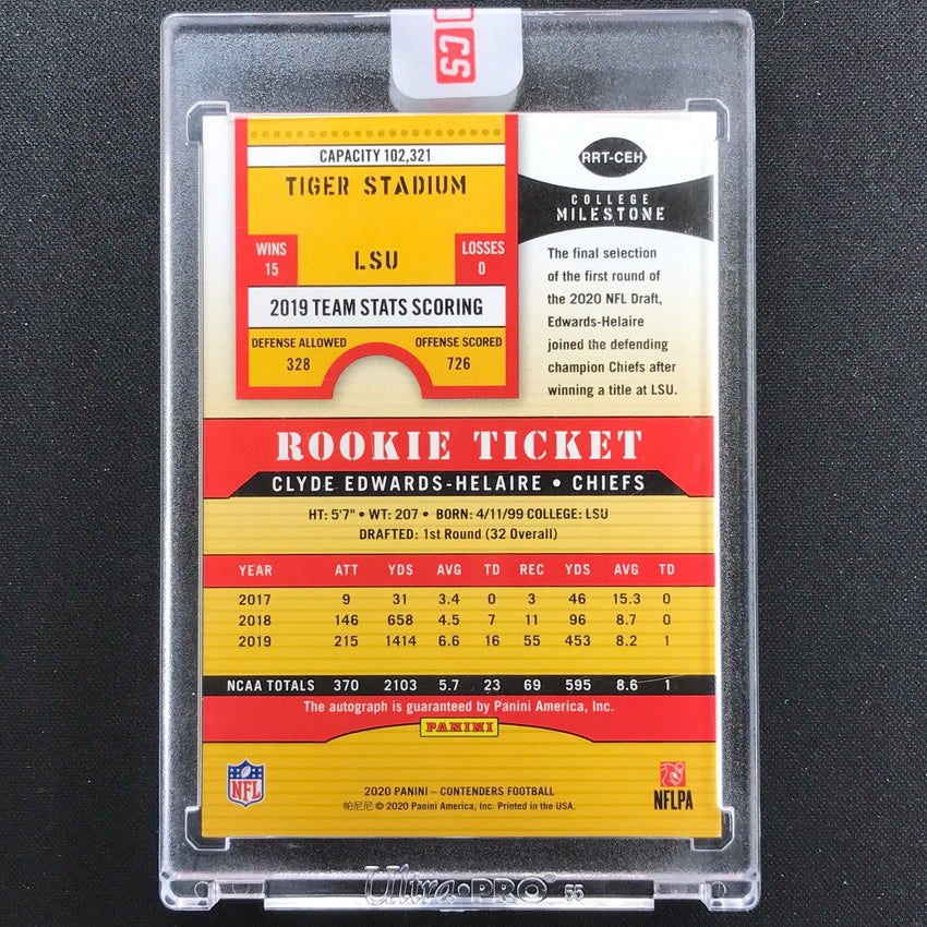 2020 Contenders Clyde Edwards-helaire 2000 Retro Rookie Ticket Auto Gold 7/10