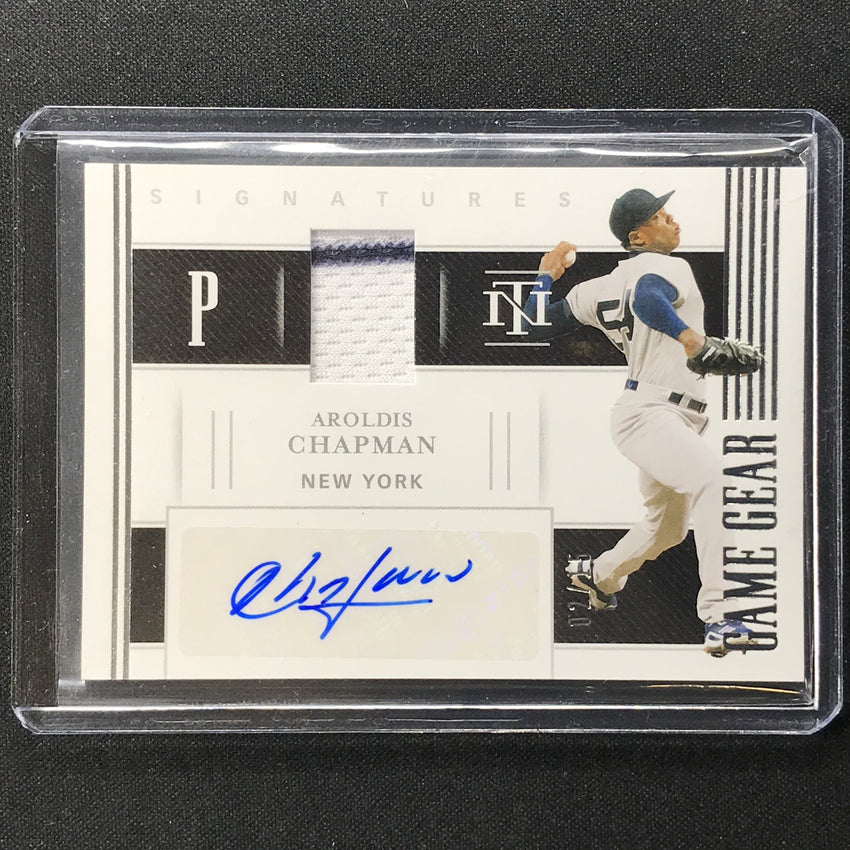 2021 National Treasures Aroldis Chapman Game Gear Materials Auto 2/15
