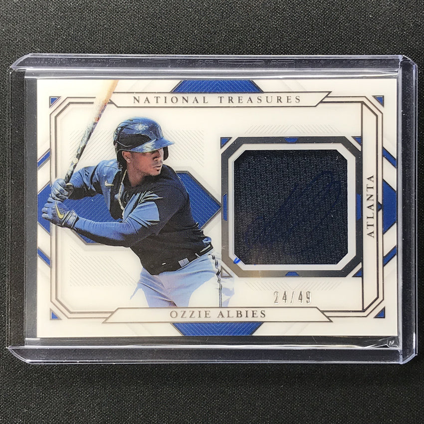 2021 National Treasures Ozzie Albies Shadowbox Swatch Signatures Relic Auto 24/49