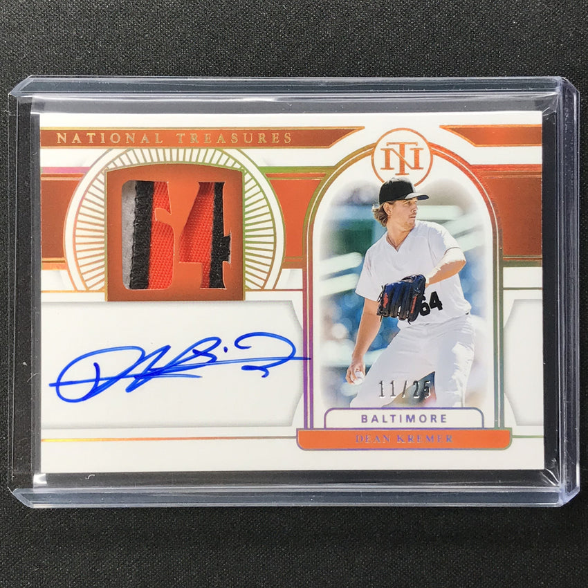 2021 National Treasures Dean Kremer Numbers Rookie Patch Auto Holo Gold 11/25