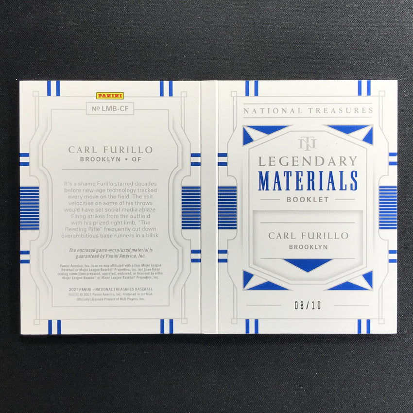2021 National Treasures CARL FURILLO Legendary Material Booklet Holo Silver 8/10
