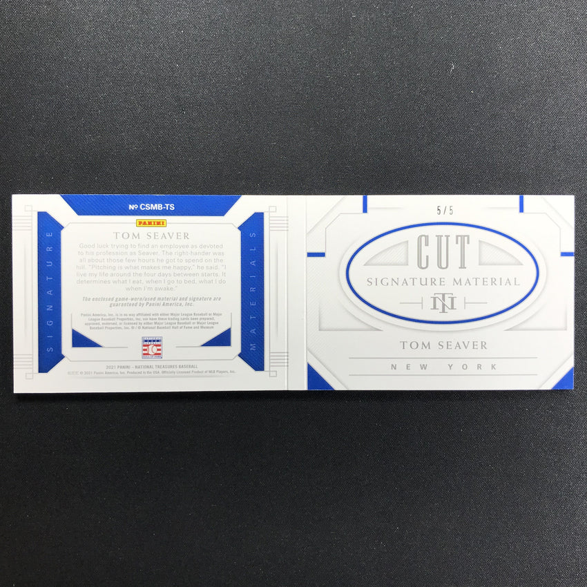 2021 National Treasures Tom Seaver Cut Signature Relic Book Hof Class 1992 5/5