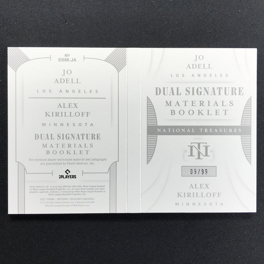 2021 National Treasures Jo Adell Kirilloff Dual Relic Auto Rookie Booklet 9/99