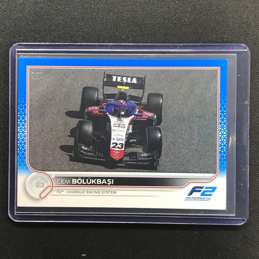 2022 Topps Flagship CEM BOLUKBASI F2 Cars Blue 75/99 #148