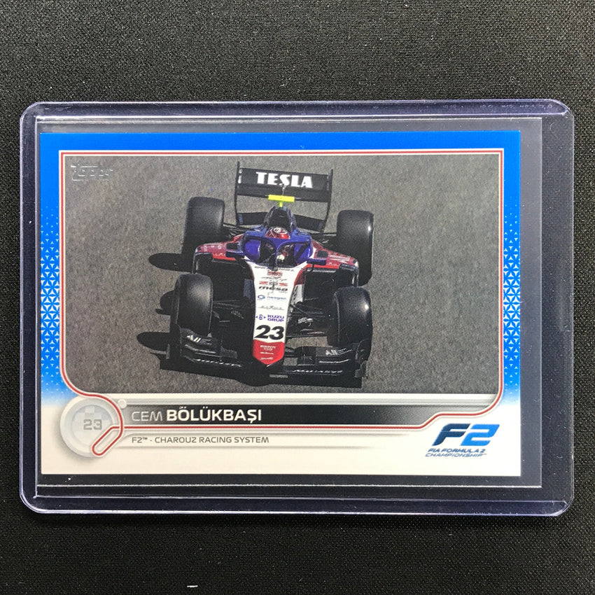 2022 Topps Flagship CEM BOLUKBASI F2 Cars Blue 38/99 #148