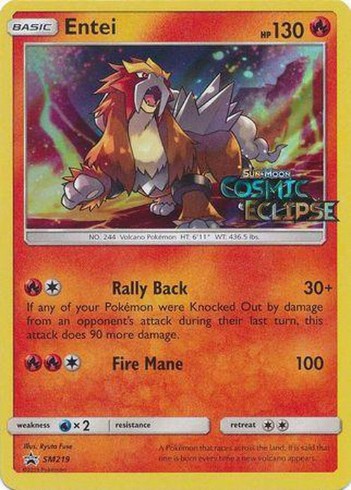 Entei - SM219 - Cosmic Eclipse Pre-Release Promo-Cherry Collectables