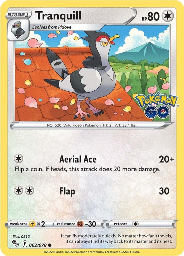 Tranquill - 062/078 - Common Pokemon Go