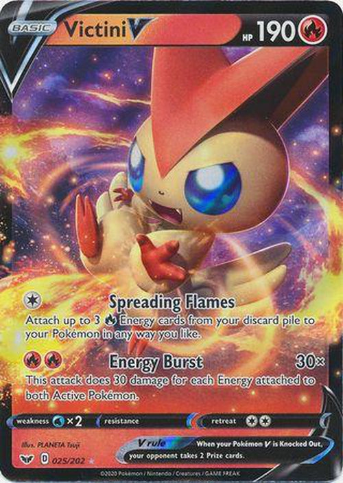 Victini V - 25/202 - Ultra Rare - Sword & Shield Base Set-Cherry Collectables