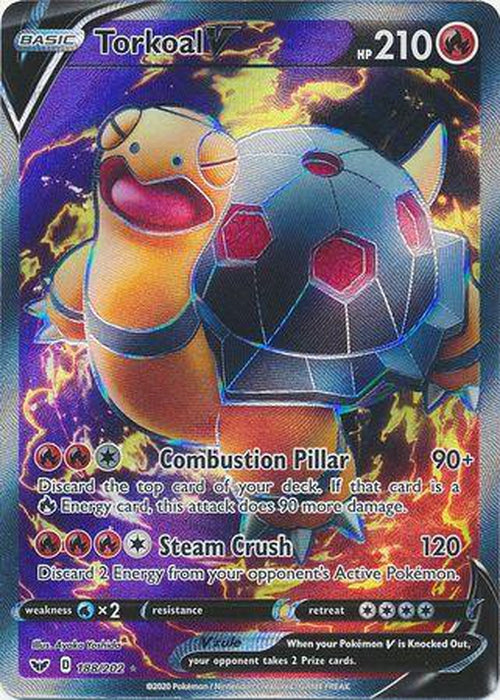 Torkoal V - 188/202 - Full Art Ultra Rare - Sword & Shield Base Set-Cherry Collectables