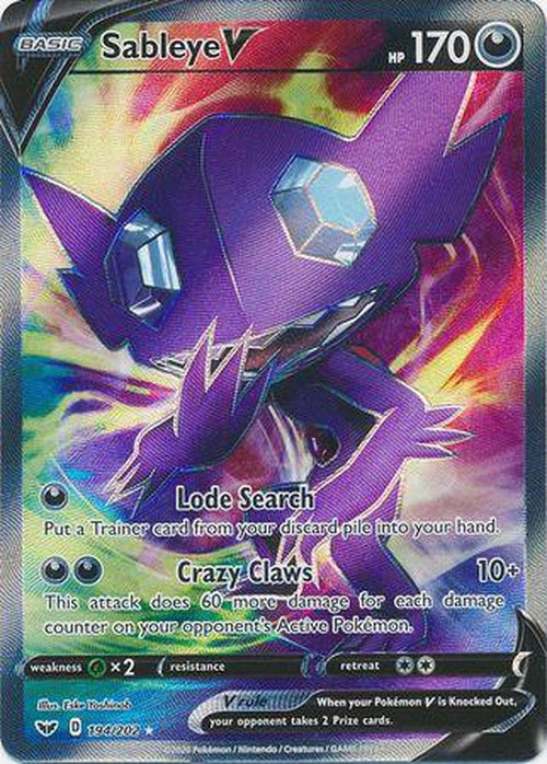 Sableye V - 194/202 - Full Art Ultra Rare - Sword & Shield Base Set-Cherry Collectables