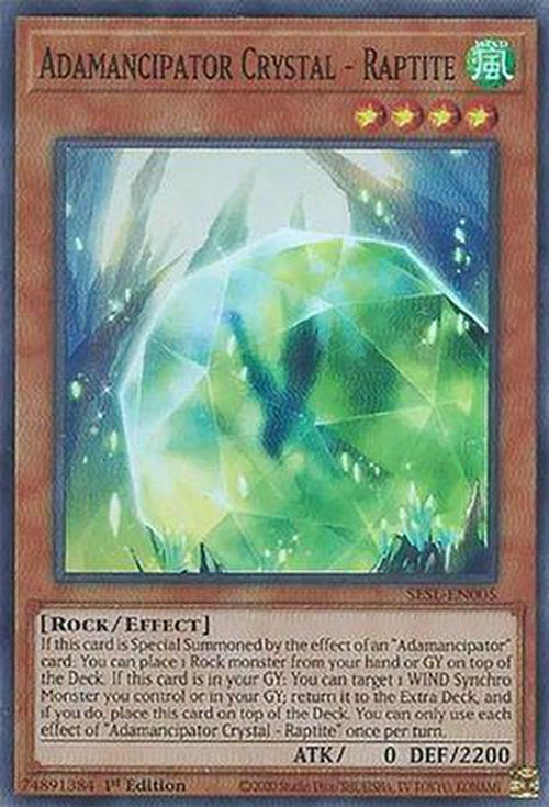 Adamancipator Crystal - Raptite - SESL-EN005 - Super Rare 1st Edition-Cherry Collectables