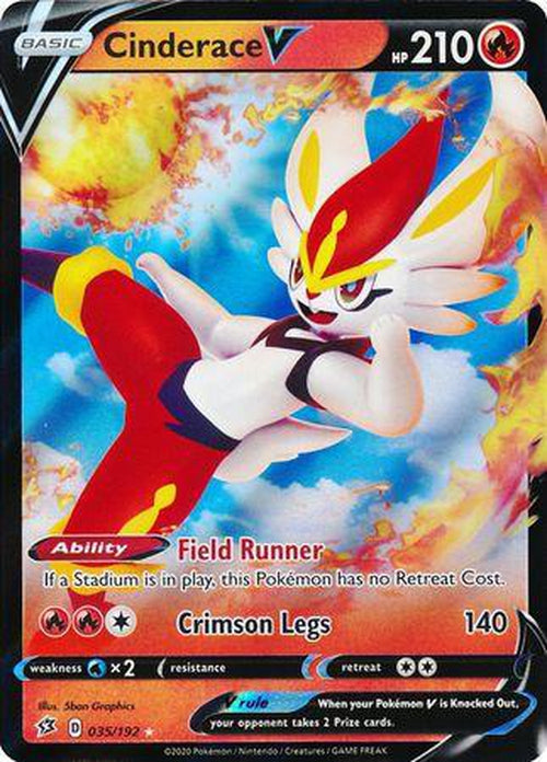 Cinderace V - 35/192 - Ultra Rare - Rebel Clash-Cherry Collectables