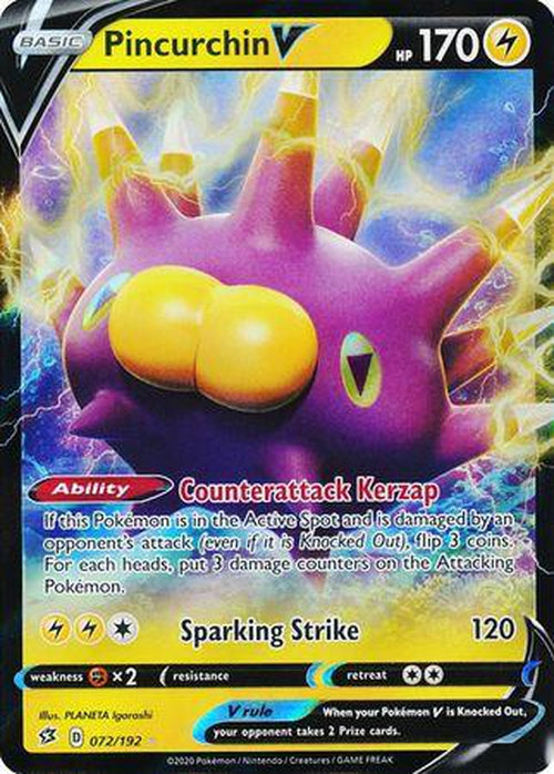 Pincurchin V - 72/192 - Ultra Rare - Rebel Clash-Cherry Collectables