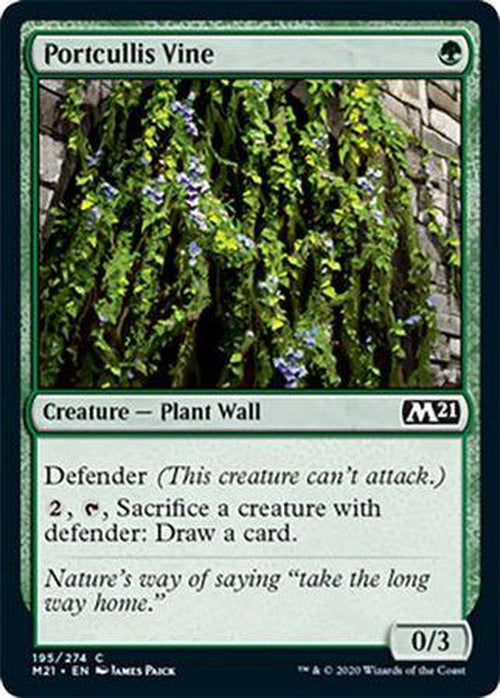 FOIL - Portcullis Vine 195/274 - Core Set 2021 - PLAYSET (4)-Cherry Collectables