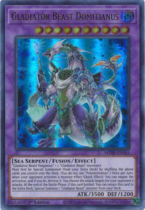 Gladiator Beast Domitianus - MP20-EN165 - Ultra Rare 1st Edition-Cherry Collectables