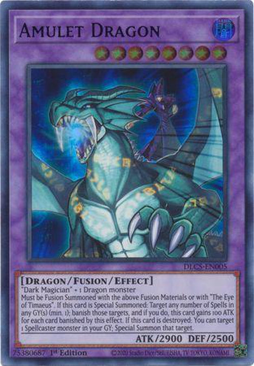 GREEN Amulet Dragon - DLCS-EN005 - Ultra Rare 1st Edition-Cherry Collectables