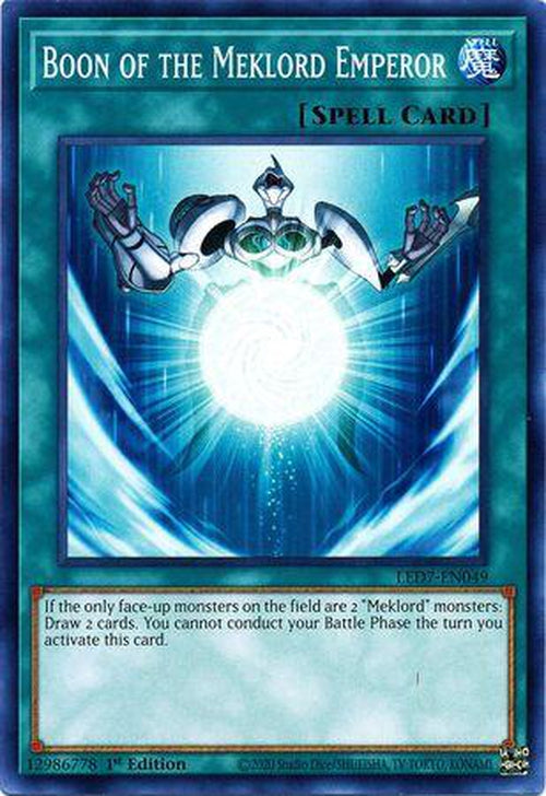 PLAYSET 3x Boon of the Meklord Emperor - LED7-EN049 - Common 1st Edition-Cherry Collectables