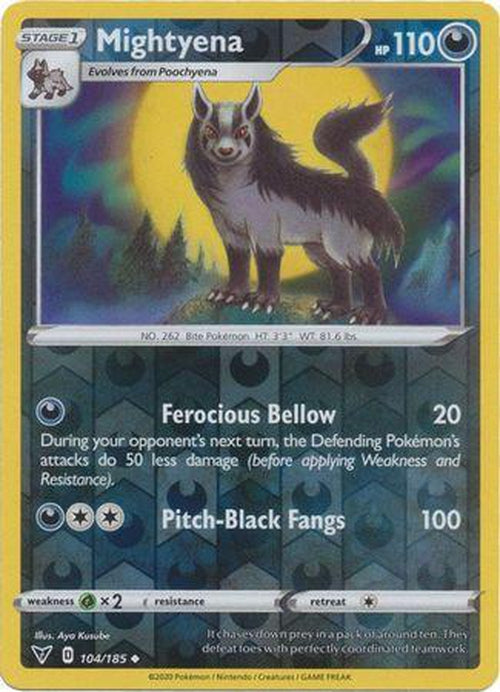 REVERSE HOLO Mightyena - 104/185 - Uncommon - Vivid Voltage-Cherry Collectables