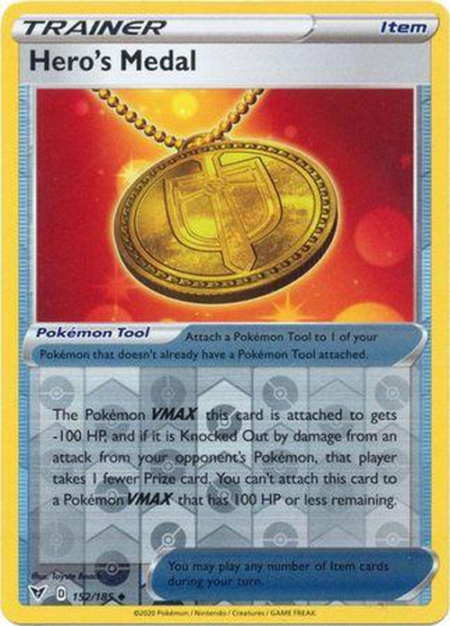 REVERSE HOLO Hero's Medal - 152/185 - Uncommon - Vivid Voltage-Cherry Collectables