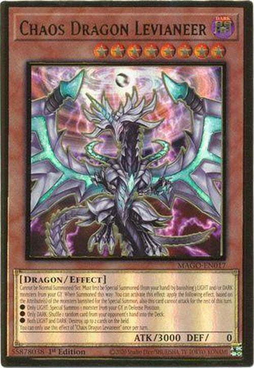 Chaos Dragon Levianeer - MAGO-EN017 - Premium Gold Rare 1st Edition-Cherry Collectables