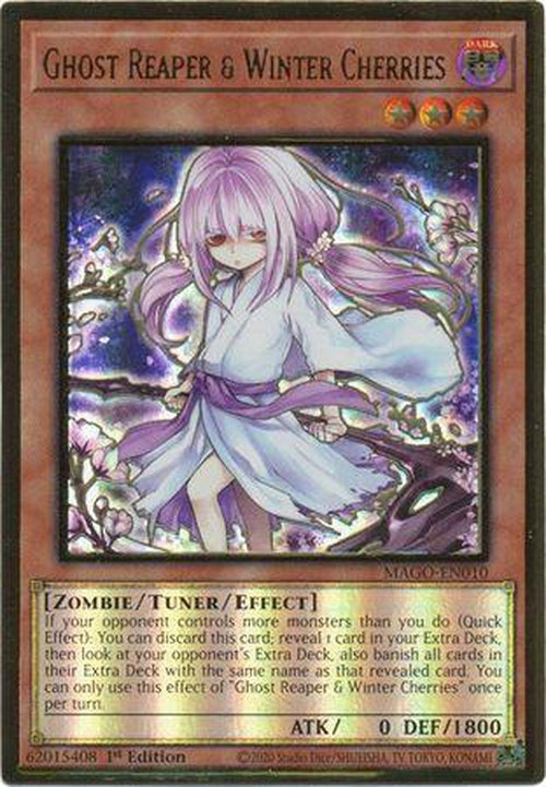 ALTERNATE ART Ghost Reaper & Winter Cherries - MAGO-EN010 - Premium Gold Rare 1st Edition-Cherry Collectables