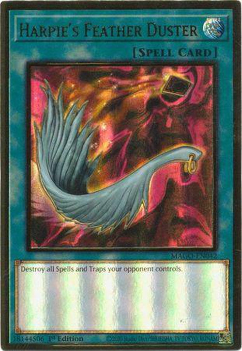 Harpie's Feather Duster - MAGO-EN042 - Premium Gold Rare 1st Edition-Cherry Collectables