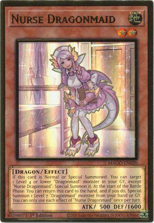 Nurse Dragonmaid - MAGO-EN020 - Premium Gold Rare 1st Edition-Cherry Collectables
