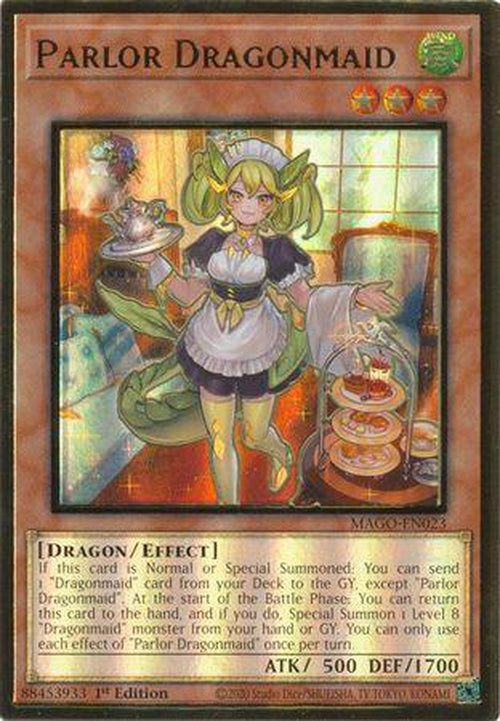 Parlor Dragonmaid - MAGO-EN023 - Premium Gold Rare 1st Edition-Cherry Collectables