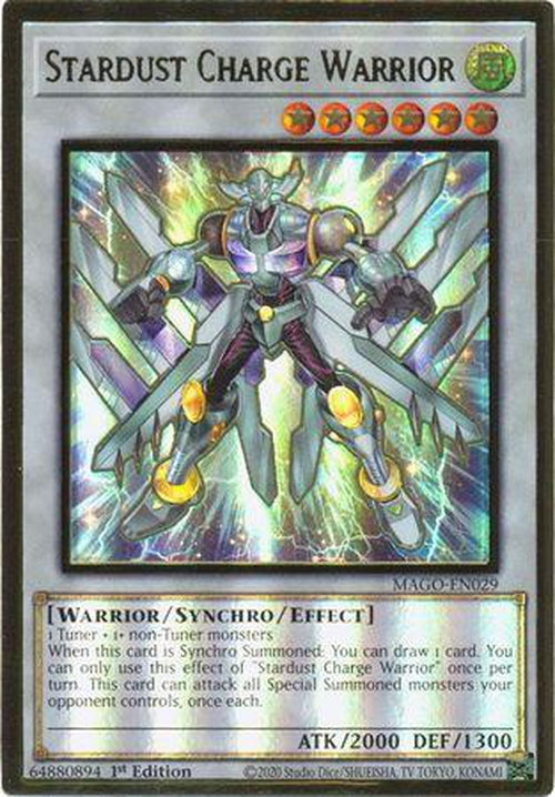 Stardust Charge Warrior - MAGO-EN029 - Premium Gold Rare 1st Edition-Cherry Collectables