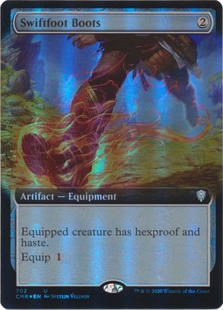 FOIL EXTENDED ART Swiftfoot Boots 702 - Commander Legends-Cherry Collectables