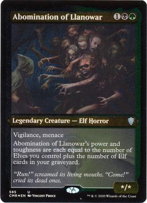 ETCHED FOIL Abomination of Llanowar 585 - Commander Legends-Cherry Collectables