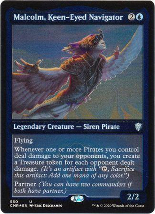 ETCHED FOIL Malcolm, Keen-Eyed Navigator 560 - Commander Legends-Cherry Collectables