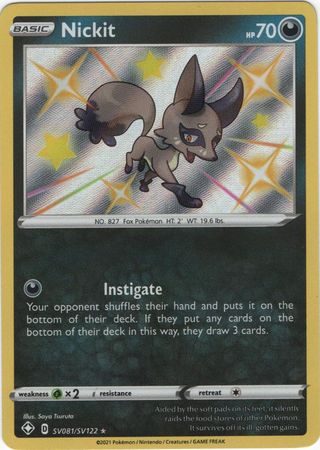 Nickit - SV81/SV122 - Shiny Rare Shining Fates-Cherry Collectables