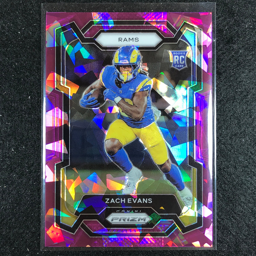 2023 Prizm Football Zach Evans Rookie Base Purple Ice 71/225