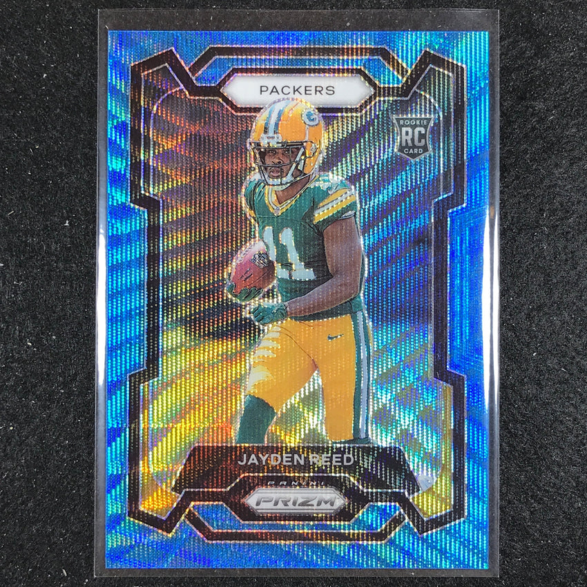 2023 Prizm Football Jayden Reed Rookie Base Blue Wave 195/199