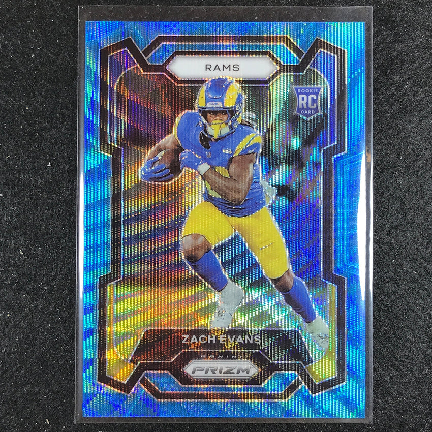2023 Prizm Football Zach Evans Rookie Base Blue Wave 84/199