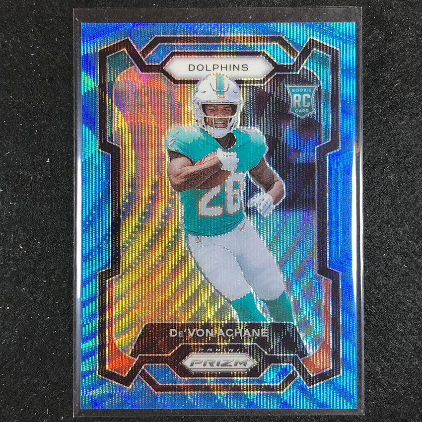 2023 Prizm Football Devon Achane Rookie Base Blue Wave 42/199