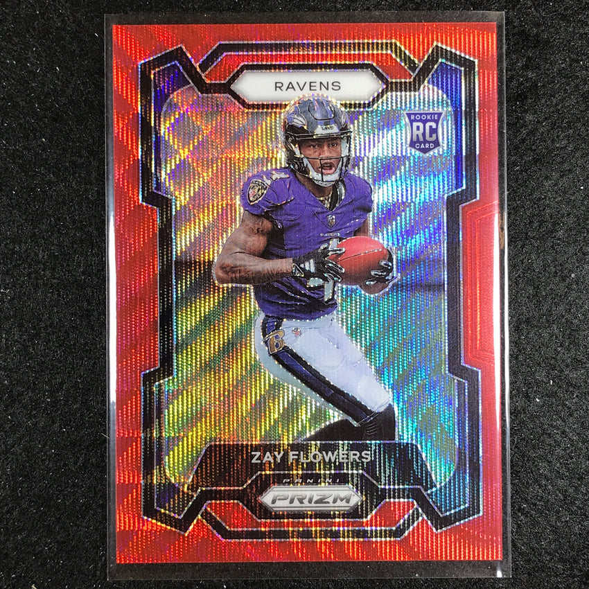 2023 Prizm Football Zay Flowers Rookie Base Red Wave 31/149