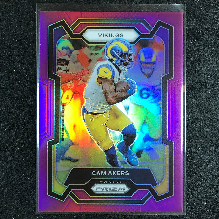 2023 Prizm Football Cam Akers Base Purple 14/125