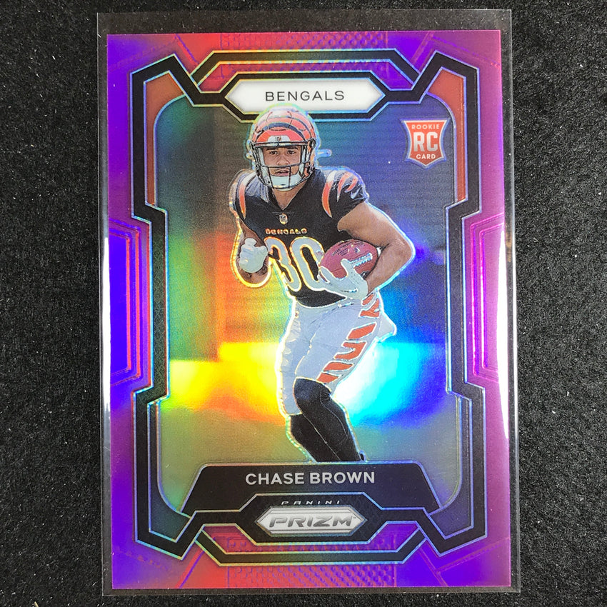 2023 Prizm Football Chase Brown Rookie Base Purple 52/125