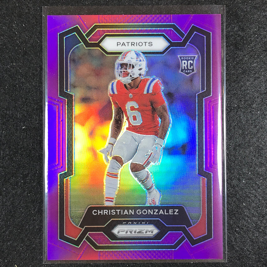 2023 Prizm Football Christian Gonzalez Rookie Base Purple 57/125