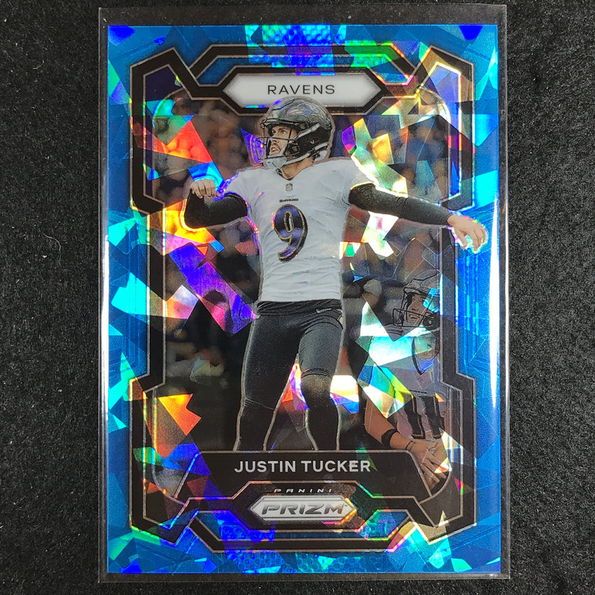 2023 Prizm Football Justin Tucker Base Blue Ice 56/99