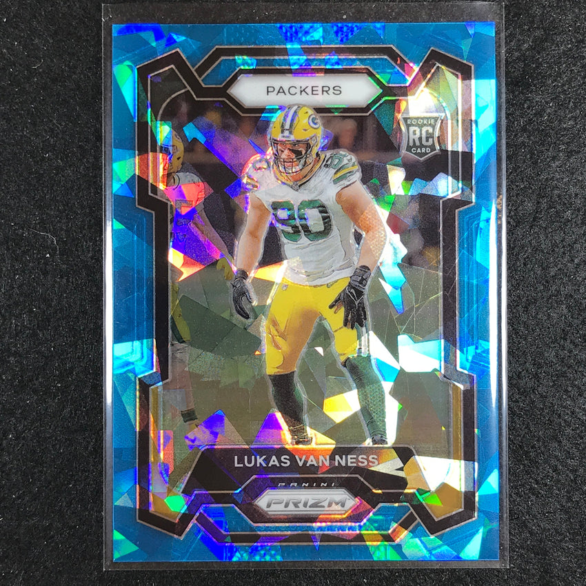 2023 Prizm Football Lukas Van Ness Rookie Base Blue Ice 92/99