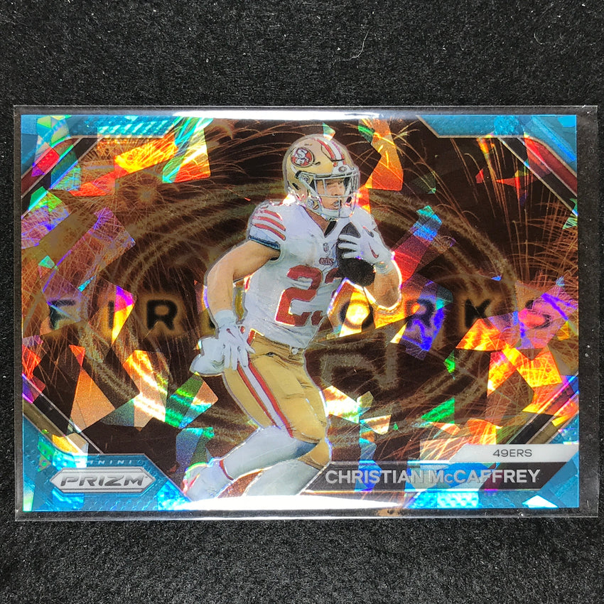 2023 Prizm Football Christian Mccaffrey Fireworks Blue Ice 72/99