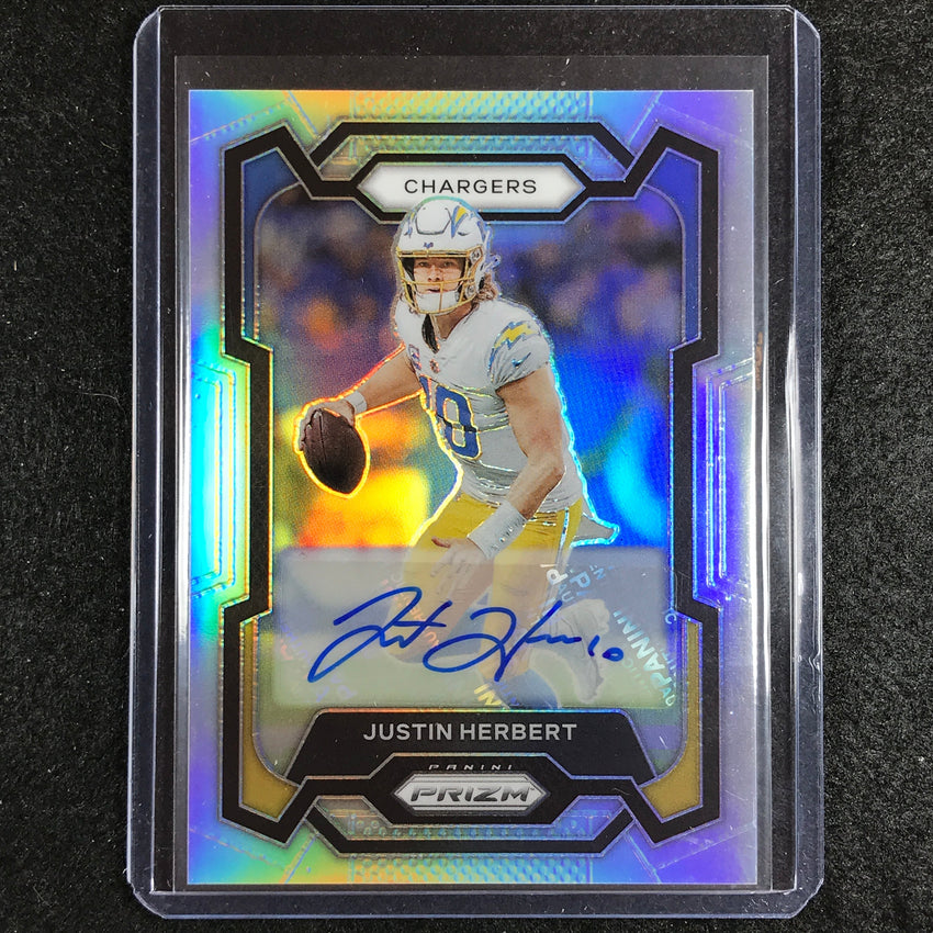2023 Prizm Football Justin Herbert Base Auto Silver Prizm No 158