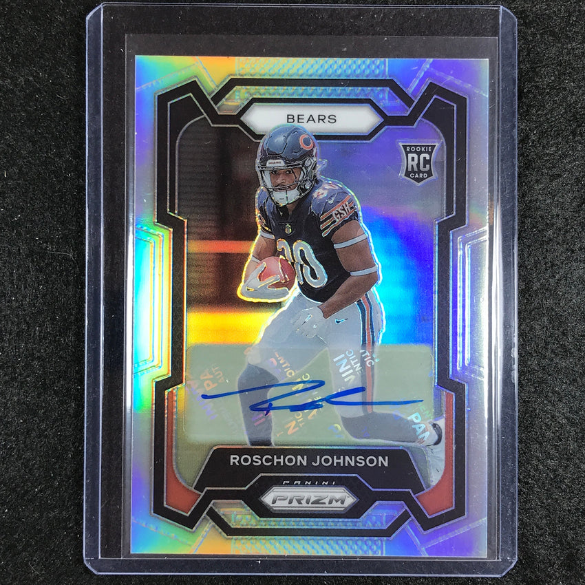 2023 Prizm Football Roschon Johnson Base Rookie Auto Silver Prizm No 314