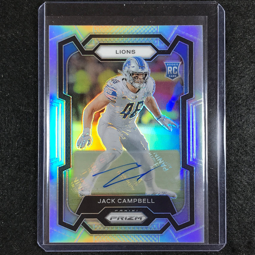 2023 Prizm Football Jack Campbell Base Rookie Auto Silver Prizm No 330
